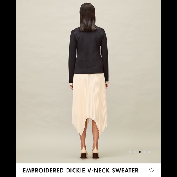 Tory Burch New Embroidered Dickie V-Neck Sweater.  NWT - Picture 2 of 16